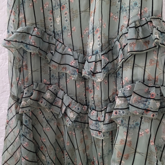 NWT Eva Franco burnout ruffled tiered lined midi - Picture 4 of 8